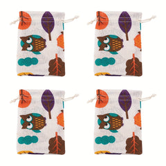50pcs Printed Leaf Drawstring Bags 14x10cm