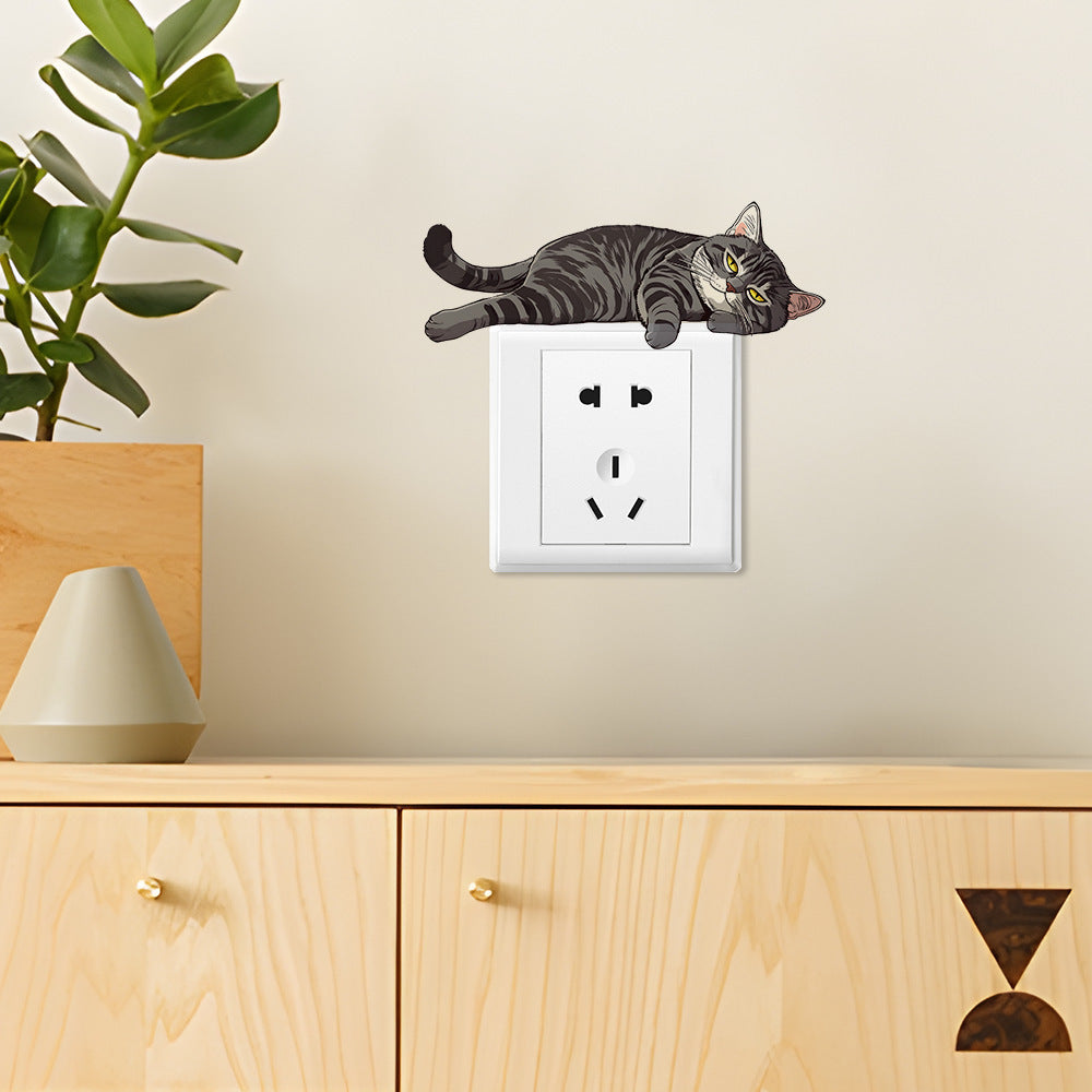 Cartoon Cat Wall Sticker for Bedroom and Living Room Switch Decoration
