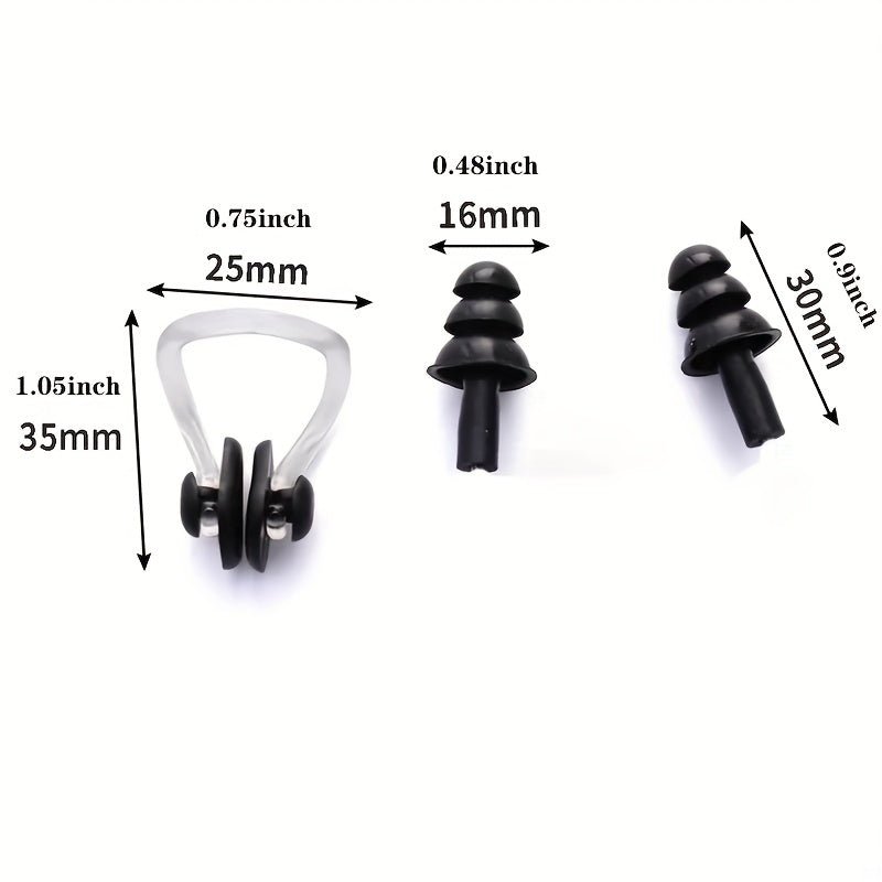 Waterproof Swimming Earplugs and Nose Clip Set for Kids and Adults