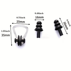 Waterproof Swimming Earplugs and Nose Clip Set for Kids and Adults