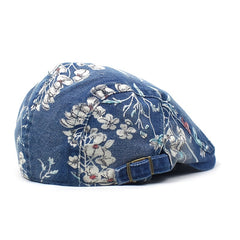Vintage Denim Beret Newsboy Hat For Women Adjustable Flat Cap Driving Hat