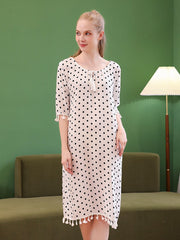 Polka Dot Print Lace Up Sleep Dress