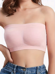 4pcs Seamless Invisible Bandeau Bras Comfy Soft Stretch Everyday Bra