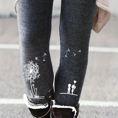 Dandelion Print High Rise Skinny Leggings
