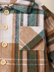 Toddler Boys Plaid Flannel Shirt Long Sleeve Button Up