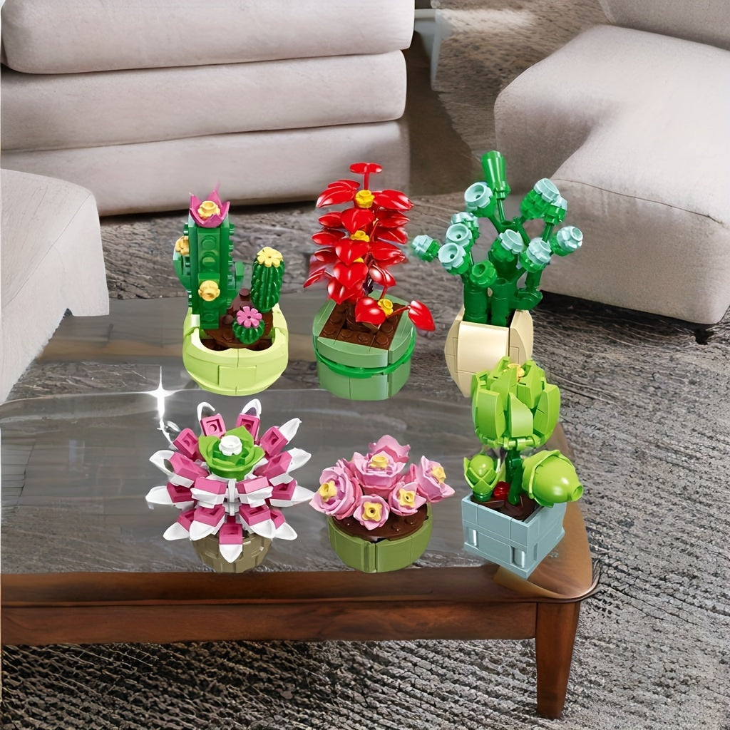Succlent Preserved Flower Potted Building Block Toy Decoration