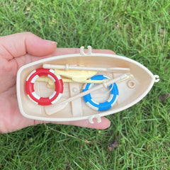 Beige ABS Wooden Rowboat Kit with Accessories for Dollhouse and Model Home Decor