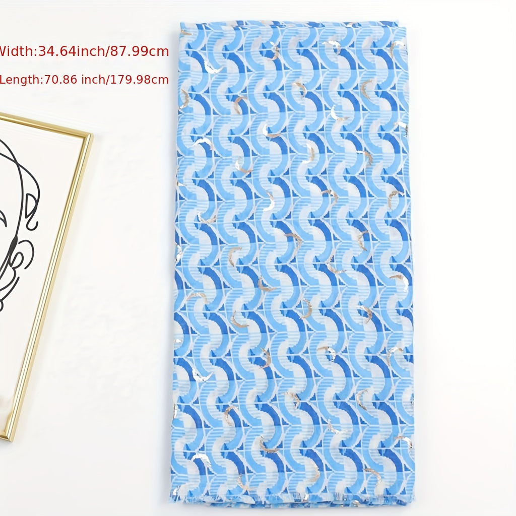 Geometric Hot Stamping Frayed Edge Scarf for Women
