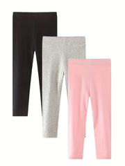 3pcs Toddler Girls Leggings Casual Cotton Elastic Waist Pants