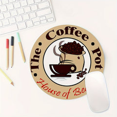 Coffee Pot Gaming Mouse Pad Round Non-Slip Rubber Mouse Pad
