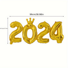 1pc Crown Number Balloon Colorful Aluminum Film Giant Decorative Balloon