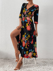 Floral Print Dress V Neck Short Sleeve Dress Casual Every Dress Women's Clothing