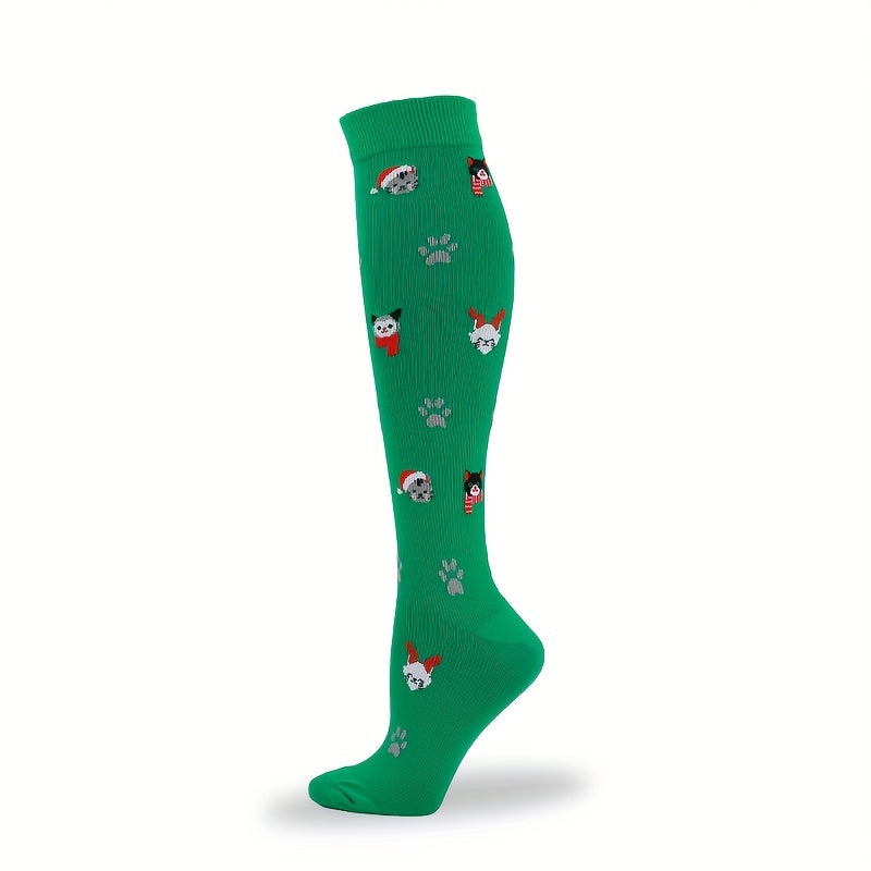 Christmas Pattern Stocking for Running and Yoga Leg Support Socks