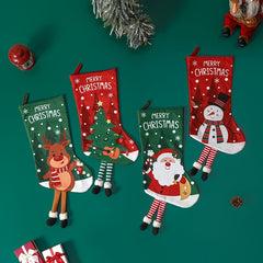 Santa Claus Snowmen Elk And Tree Christmas Socks - Christmas Tree Decorations