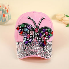 Rhinestone Butterfly Patch Baseball Cap Y2K Dad Sports Sun Hats