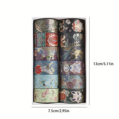 12pcs 2m Japanese Washi Paper Tape Decor Set Bronzing DIY Tape