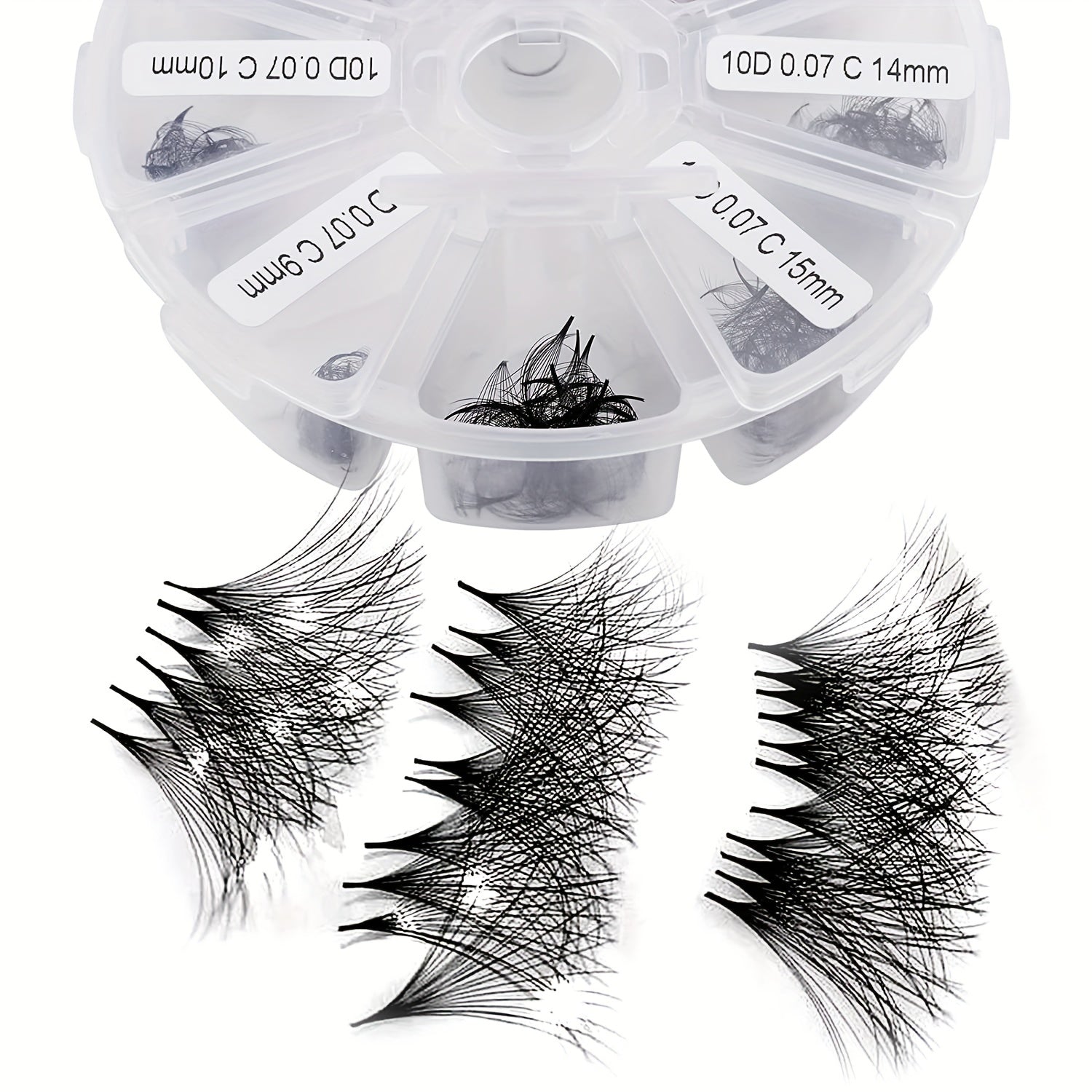 500 Premade Fans Eyelash Extension 10D 12D 0.07 0.05mm C D Curling 9-16mm