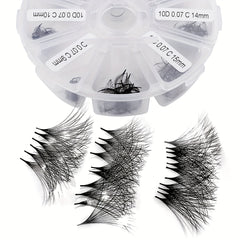 500 Premade Fans Eyelash Extension 10D 12D 0.07 0.05mm C D Curling 9-16mm