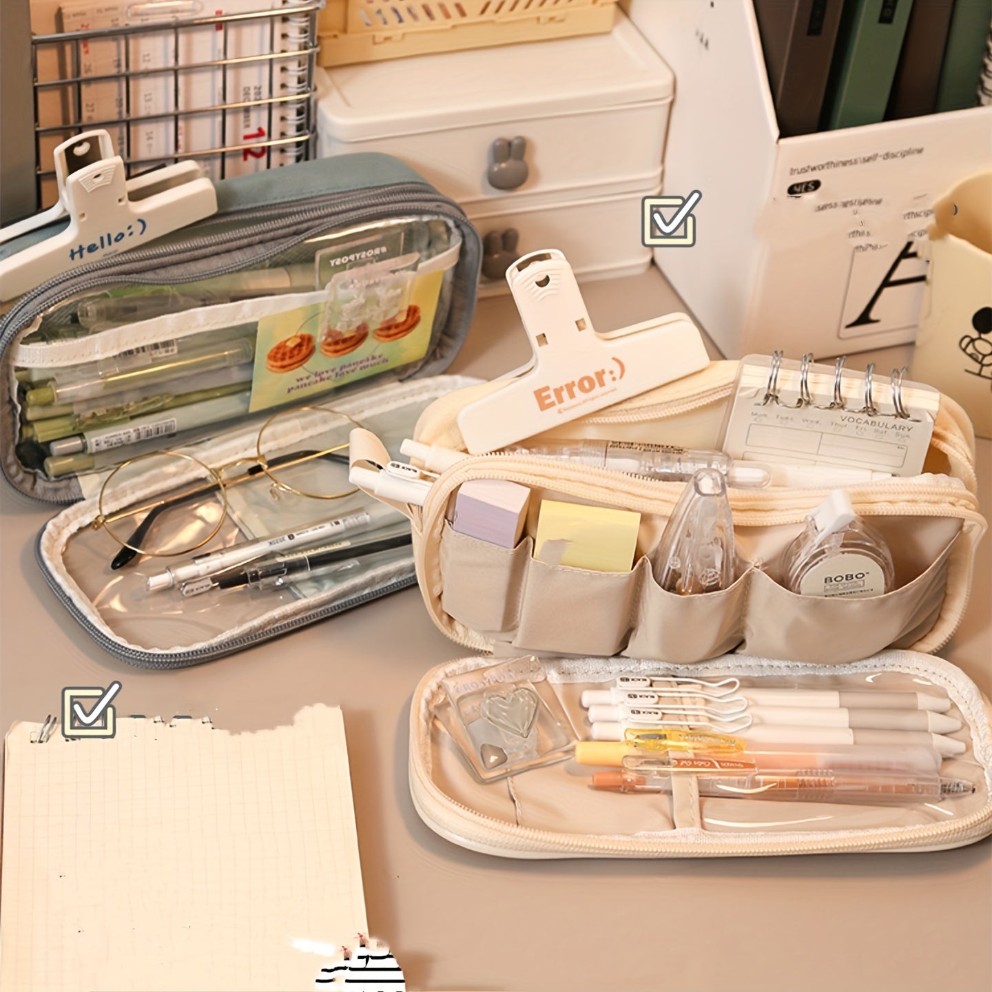 Large Capacity Stationery Bag Pencil Case for Office School Girls