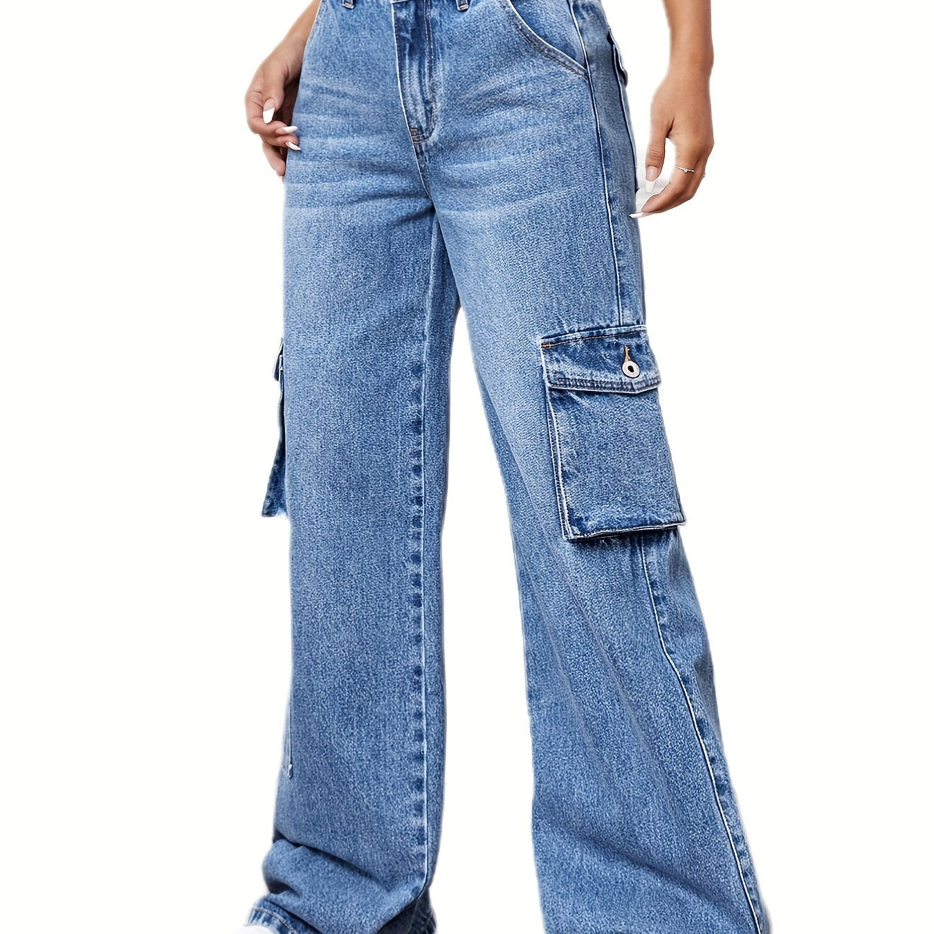 Y2K & Kpop Style Flap Pocket Denim Pants