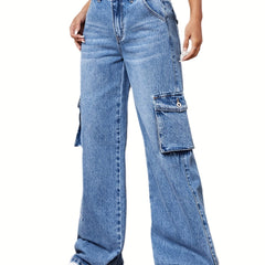 Y2K & Kpop Style Flap Pocket Denim Pants