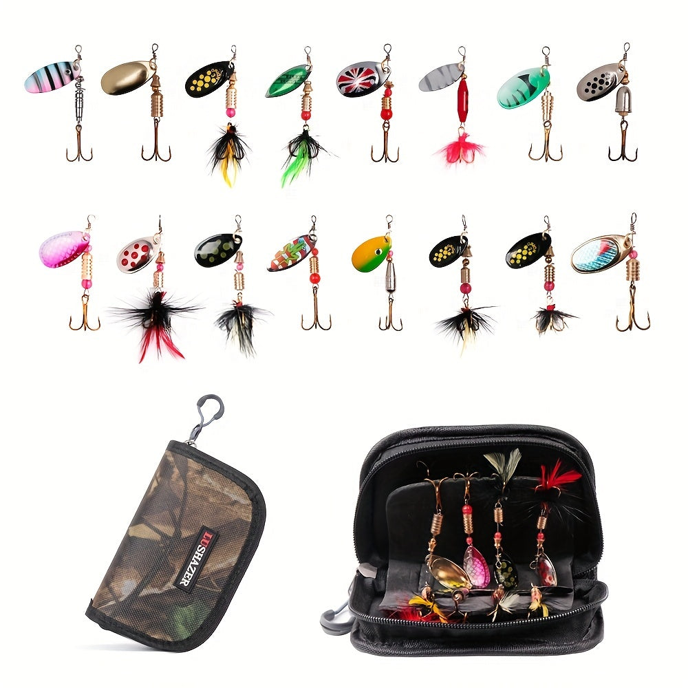 16pcs Metal Spinner Bait Fishing Lures for Freshwater and Saltwater Fishing