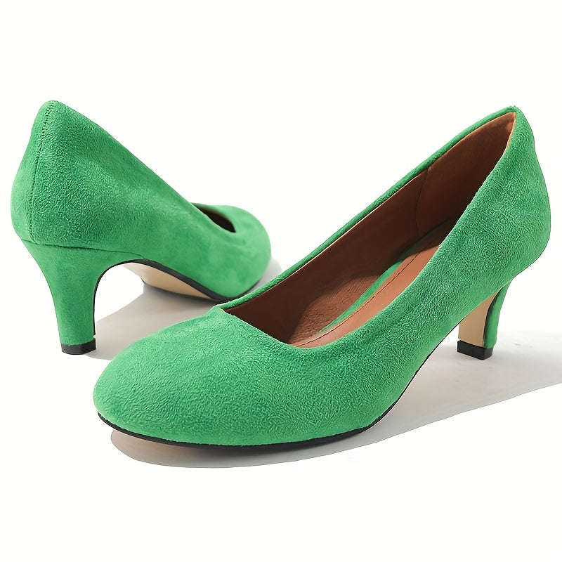 Women's Comfy Round Toe Slip On Pumps Low Heel Shoes