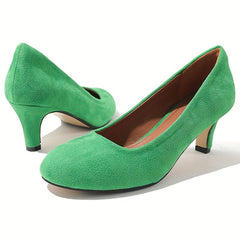 Women's Comfy Round Toe Slip On Pumps Low Heel Shoes