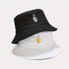 Skull Finger Embroidered Bucket Hat