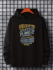 Men's Letter Print Hoodie Casual Stretch Breathable Sweatshirt
