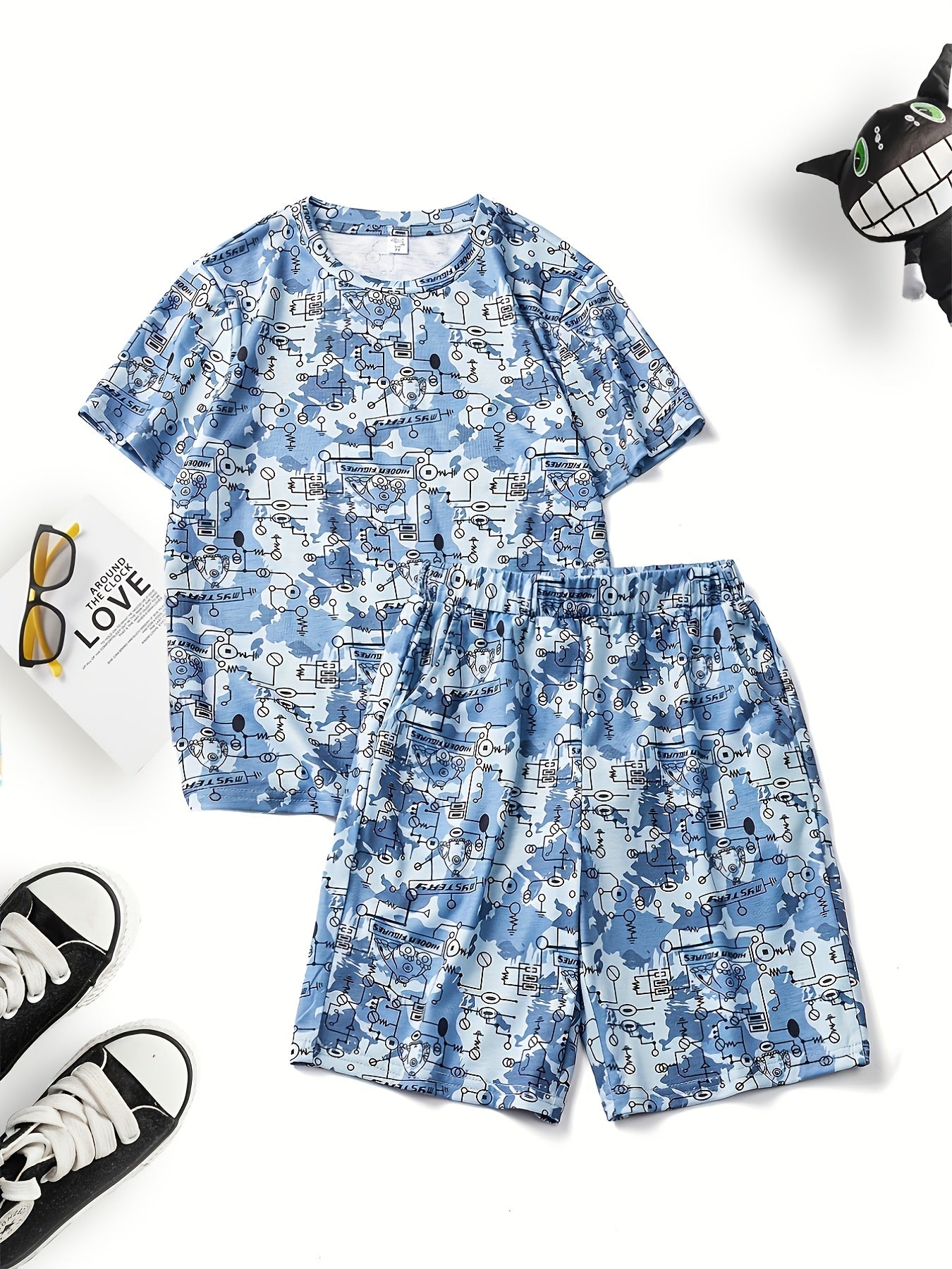 Boys Letter Outfit Shorts & t shirt Short Sleeves Casual Summer Kids Clothes