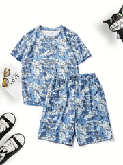 Boys Letter Outfit Shorts & t shirt Short Sleeves Casual Summer Kids Clothes