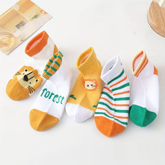 5 Pairs Kids Boat Socks Thin Cotton Breathable Crew Socks Boys Girls