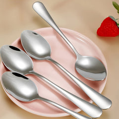 2pcs Mirror Polished Stainless Steel Dinner Spoons Set for Eating Soup