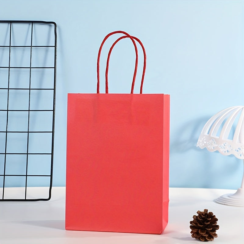 2x Solid Cowhide Candy Color Shopping Paper Bag