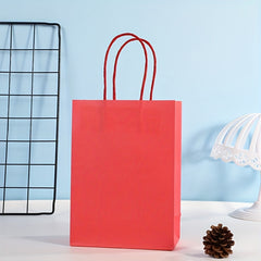 2x Solid Cowhide Candy Color Shopping Paper Bag