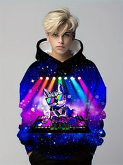 DJ Player Kitten 3D Print Hoodies Kids Street Wear