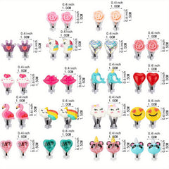 18 Pairs Cartoon Animals Earrings Clip for Kids