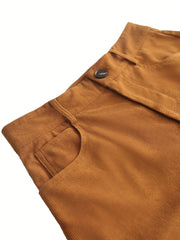 Solid Button Front Slim Shorts for Women