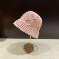 Ribbed Crochet Bucket Hat Solid Hollow Breathable Cloche