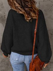 Casual Sweater Women's Plus Solid Lantern Sleeve Round Neck Jumper