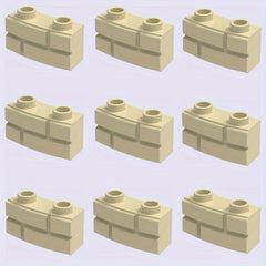 9pcs Building Block Set Curved Wall Tiles & Lattice Bricks Khaki ABS