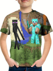 Knight Print Kid's T-shirt Casual Short Sleeve Top for Summer