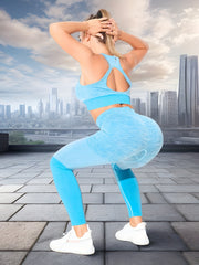 2 Pcs Sports Bra Trousers Set High Waist Yoga Pants Set