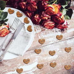 600pcs Wooden Heart Rural Wedding Table Decoration DIY Craft Patch