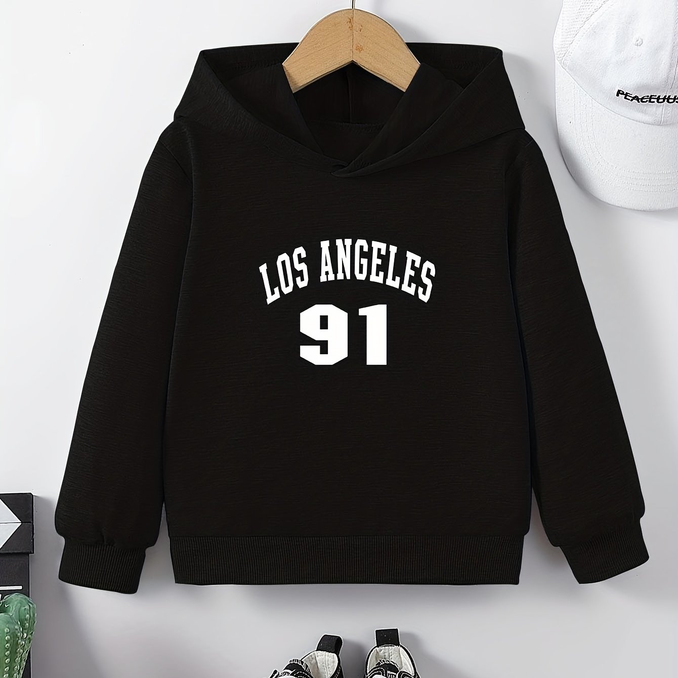 Girls LA Print Hooded Sweatshirt Top Long Sleeve Pullovers