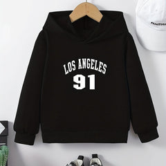 Girls LA Print Hooded Sweatshirt Top Long Sleeve Pullovers