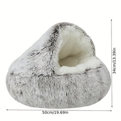 Plush Hooded Cat Bed Cave Comfortable Pet Nest Indoor Cats Small Dog Beds