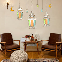 Ramadan Cartoon Chandelier Stars Moon Decoration PVC Sticker