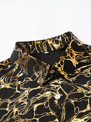 Bronzing Print Men s Casual Short Sleeve Shirt